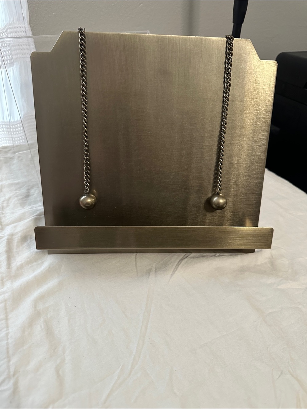 Brushed Metal Cookbook Stand with Chain Holders - Brass Tone by Hearth & Hand